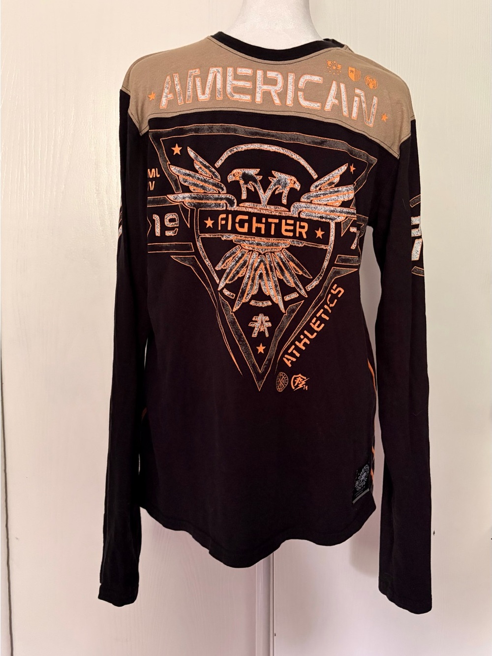 American Fighter Black and Tan Long-Sleeve Graphic Tee